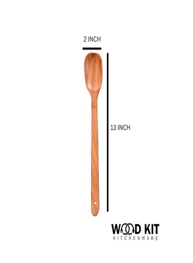 Woodkit Pure Neem Wood Spatula Set for Cooking | Dosa Spatula Set | Wooden Spatula for Serving,Mixing,Flipping | Naturally Antimicrobial and Non Stick - Neem Wood Flip & Serve Set of 3 - Image 3